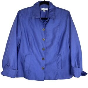 Coldwater Creek‎ Blazer 10 Purple or Blue Herringbone Button Front Notch Collar